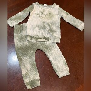 Green Tie Dye Style Ribbed Set